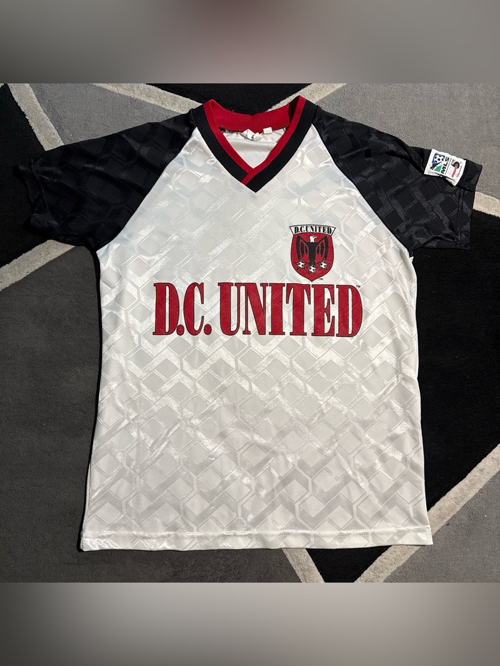 Vintage 90s DC United white and red MLS jersey